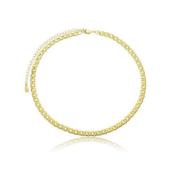 Choker Elos Duplos Banho Ouro 18k