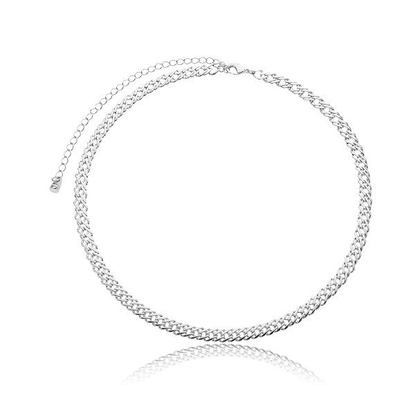 Choker Elos Duplos Banho Ródio Branco