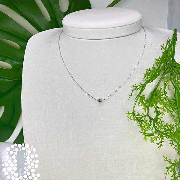 Choker Esfera Micro Elos Banho Ródio Branco