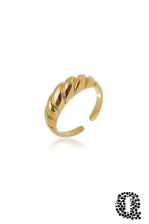 Anel Torcido Regulável Banho Ouro 18k