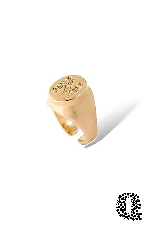 Anel Cravejado com Zircônia Banho Ouro 18k - Letra N