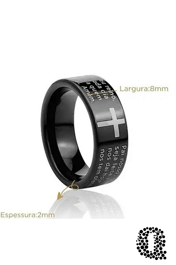Anel de Tungstênio Black Oração Pai Nosso