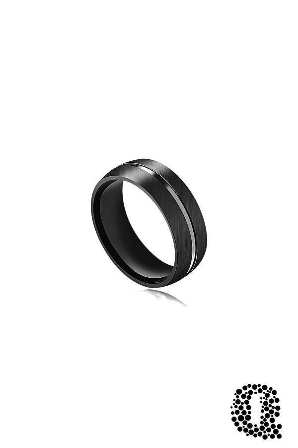 Aliança de Tungstênio com Friso Central All Black