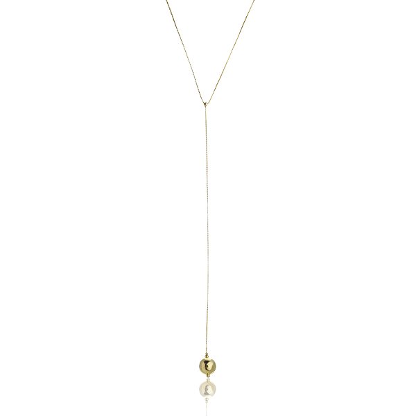 Colar Gravata Esfera Banho Ouro 18k