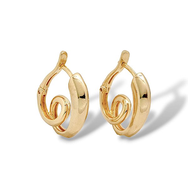Brinco Argola Enrolada Banho Ouro 18k