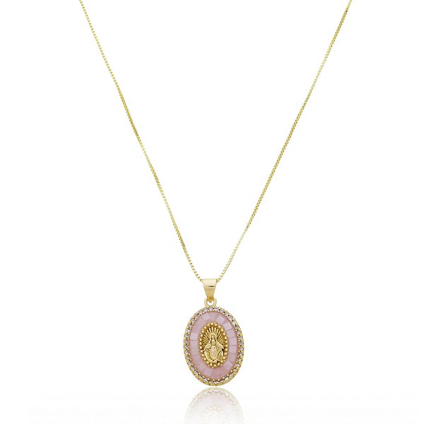Colar Nossa Senhora com Madre Pérola Banho Ouro 18k