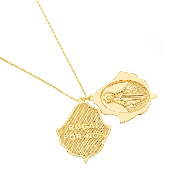 Colar Rogai por Nós Banho Ouro 18k
