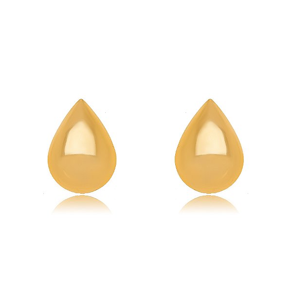 Brinco Gota Lisa Médio Banho Ouro 18k
