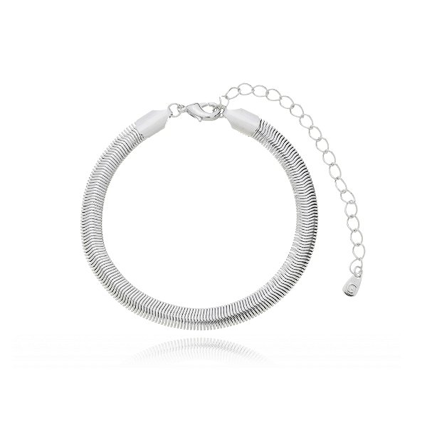 Pulseira Malha Snake Banho Ródio Branco