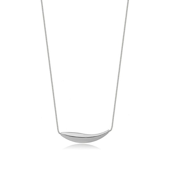 Colar Pingente Liso Banho Ródio Branco