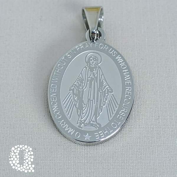 Pingente Medalha Milagrosa  em Aço Inox