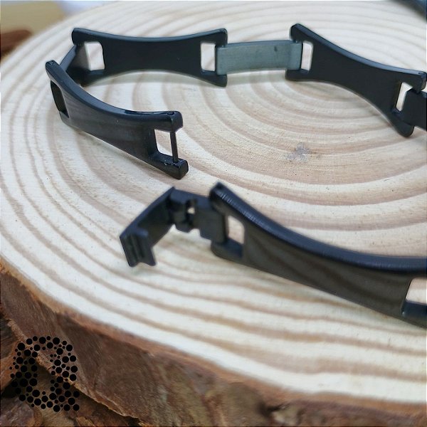 Pulseira Corrente Quadriculada Black em Aço Inox