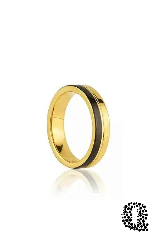 Aliança de Tungstênio Cor Preto / Dourado