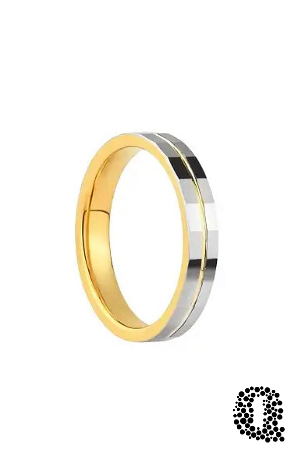 Aliança de Tungstênio Silver Gold com Friso