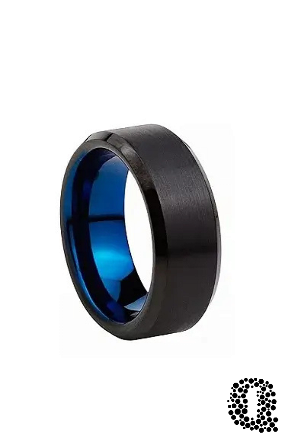 Aliança de Tungstênio Azul / Preta