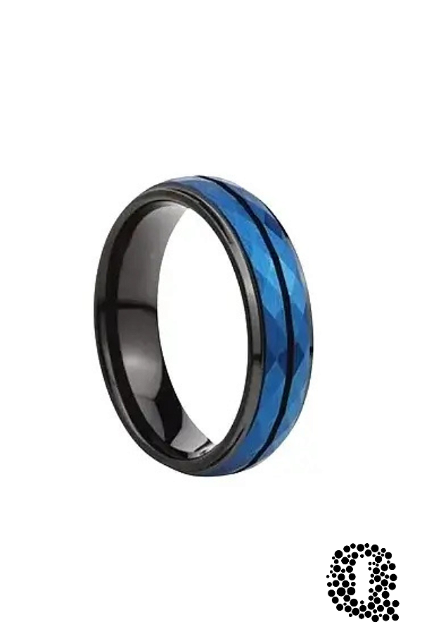 Aliança de Tungstênio com Friso Azul / Preta