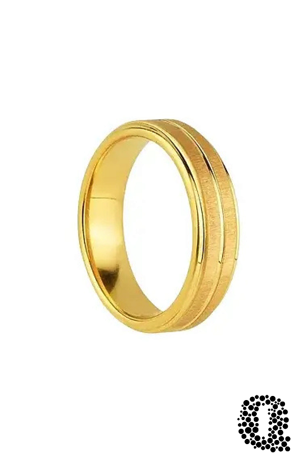 Aliança de Tungstênio com Dois Frisos Banho Ouro 18k