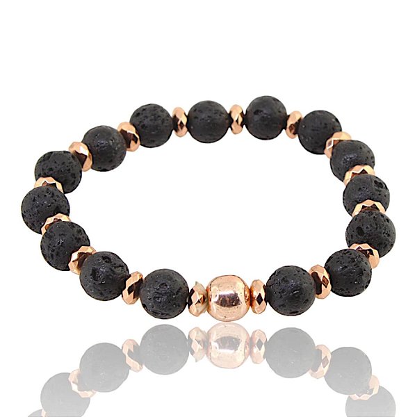 Bracelete Bolinha Preta com Rosê