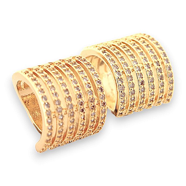 Piercing Duplo Fileiras com Micro Zircônia Banho Ouro 18k