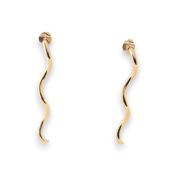 Brinco Ondulado Banho Ouro 18k