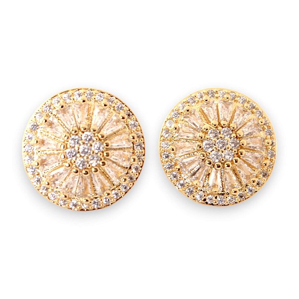 Brinco Pizza Com Zircônia Banho Ouro 18k