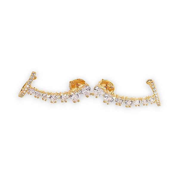 Brinco Ear cuff com Zircônia Banho Ouro 18k