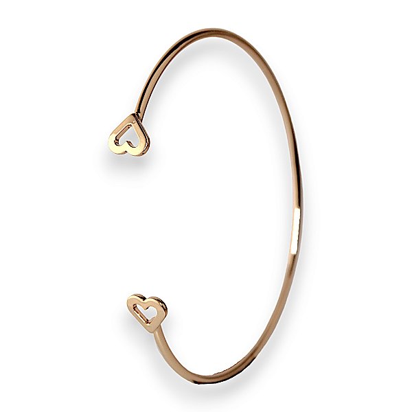 Bracelete Liso Regulável Coração Vazado Banho Ouro 18K