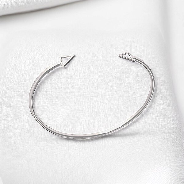 Bracelete Liso Regulável Triângulo Banho Ródio Branco