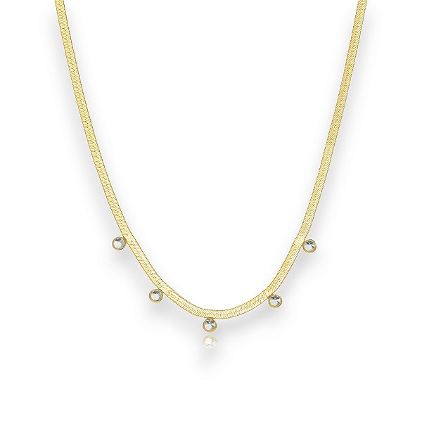 Choker Fita com Cristais Banho Ouro 18k