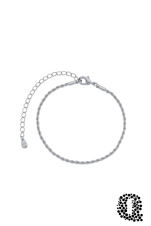 Pulseira Cordão Baiano Fina Banho Ródio Branco