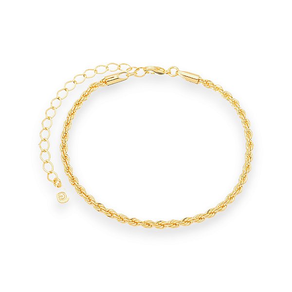 Pulseira Cordão Baiano Fina Banho Ouro 18k