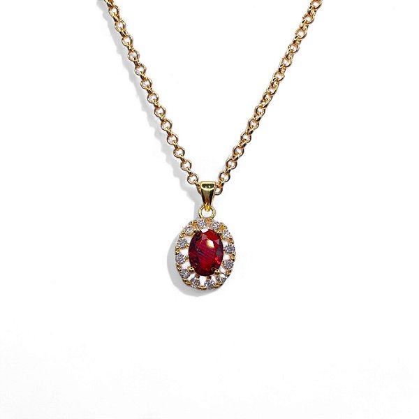 Colar Rubi Cravejado Folheado Ouro 18k