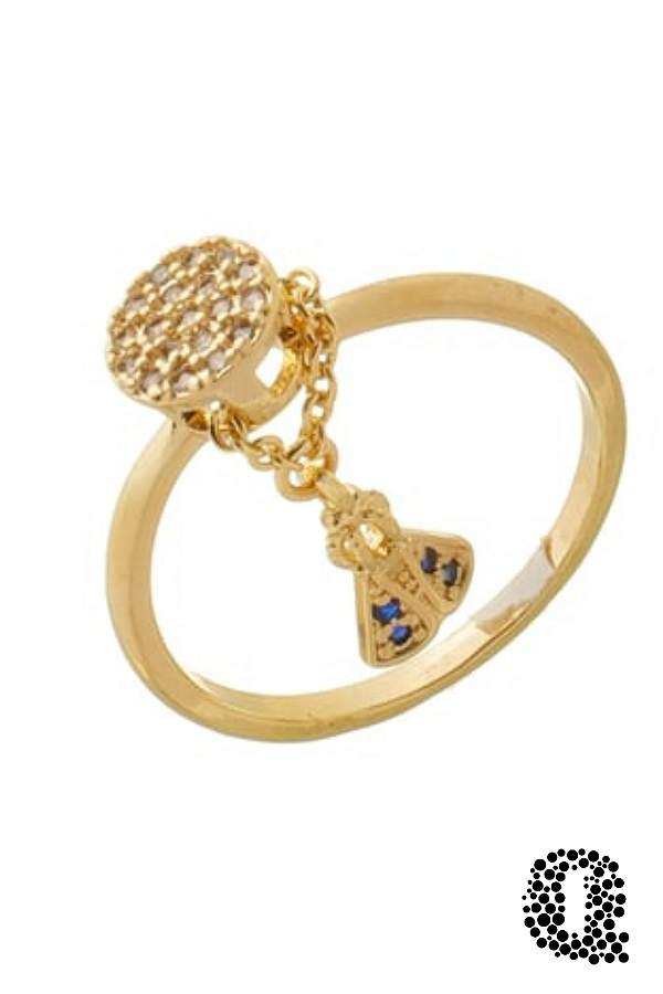 Anel Nossa Senhora Cravejado Com Zircônias Banho Ouro 18k