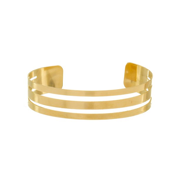 Bracelete 3 Tiras Regulável Banho Ouro 18K
