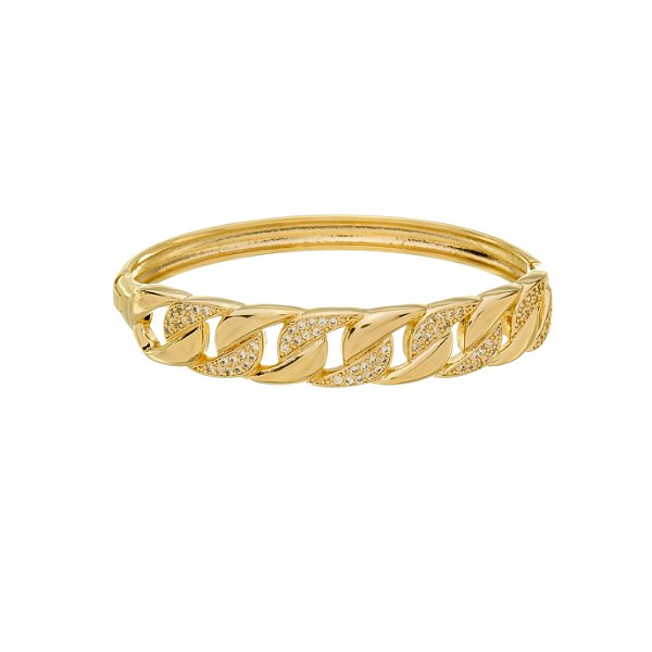 Bracelete Elos Cravejado com Zircônias Banho Ouro 18K