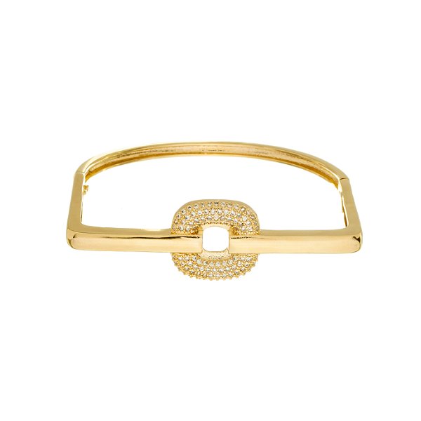 Bracelete Forma D Cravejado com Zircônias Banho Ouro 18K