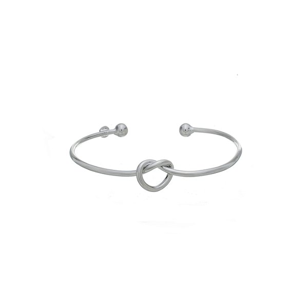 Bracelete Nó Regulável Banho Ródio Branco