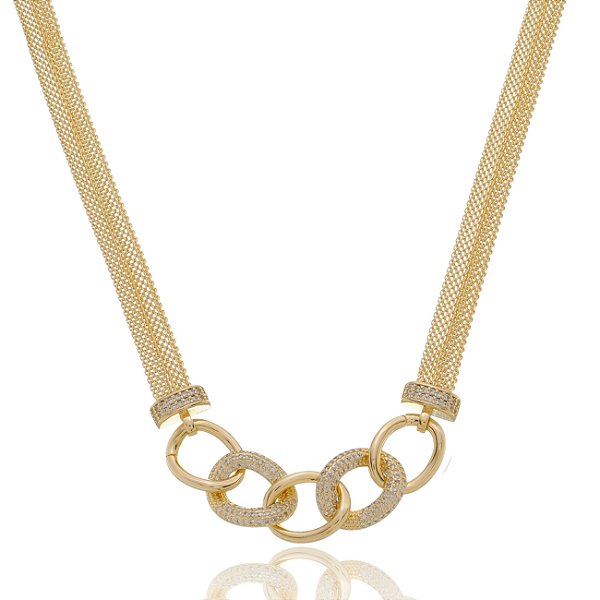 Choker Snake Cravejado Com Zircônias Banho Ouro 18k