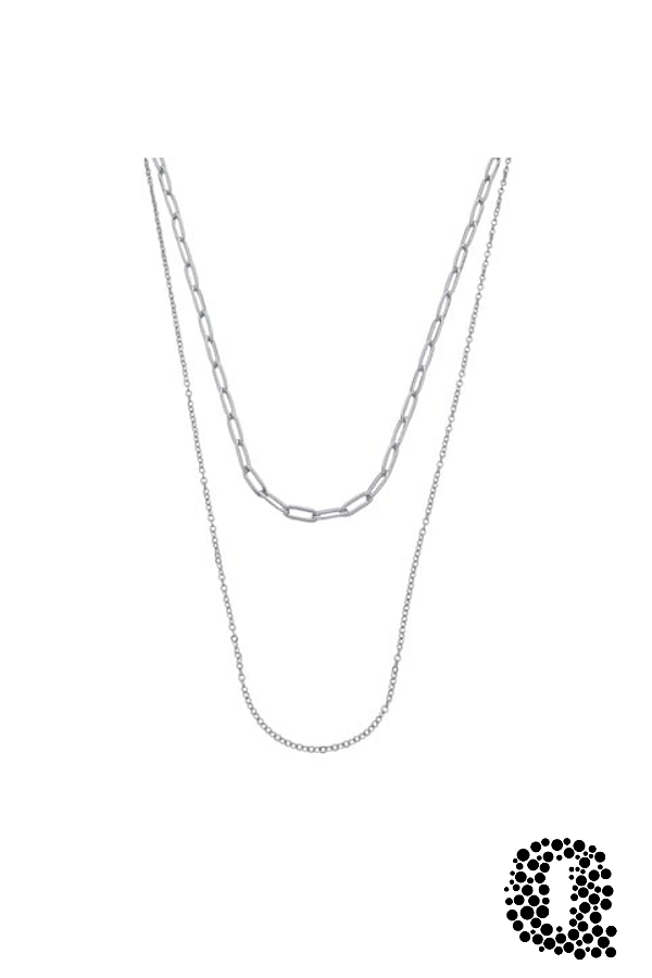 Colar Duplo Elos Cartier Banho Ródio Branco