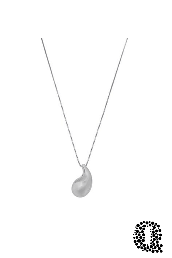 Colar Gota Orgânica Banho Ródio Branco