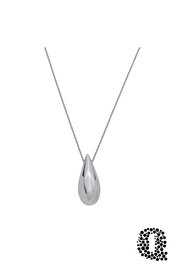 Colar Gota Grande Banho Ródio Branco
