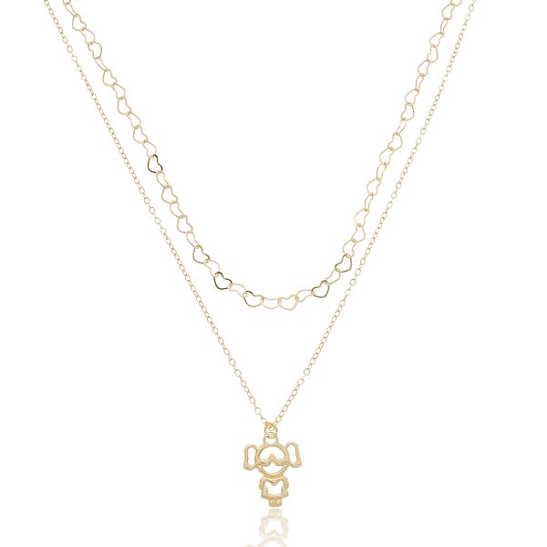 Colar Duplo Menininha  Banho Ouro 18k