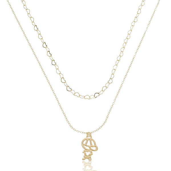 Colar Duplo Menininho  Banho Ouro 18k