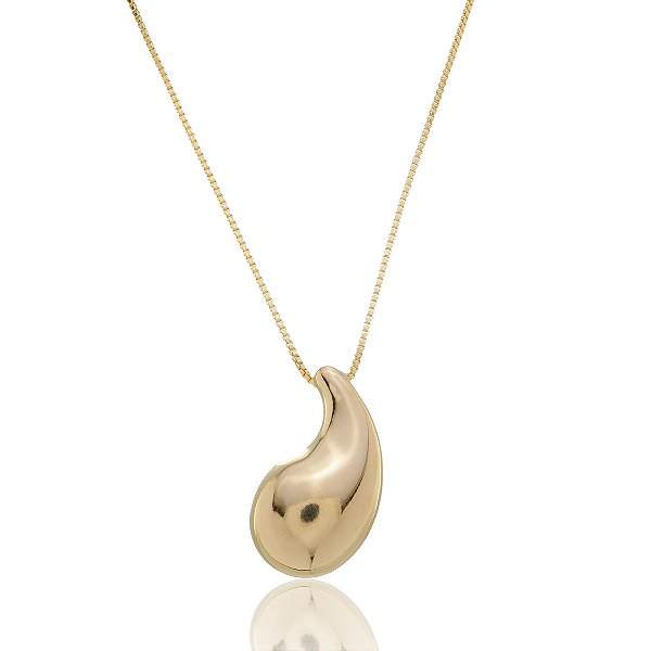 Colar Gota Orgânica Banho Ouro 18k
