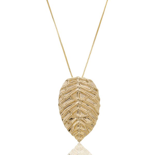 Colar Folha Banho Ouro 18k