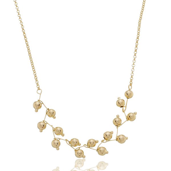 Colar Esferas em ZigZag Banho Ouro 18k