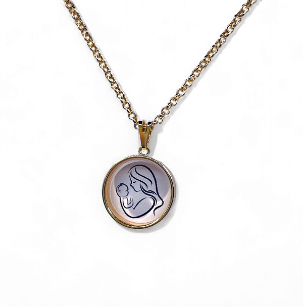 Colar Cápsula Mãe Folheado Ouro 18k