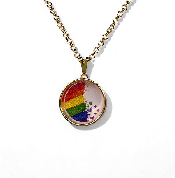 Colar Cápsula Arco-íris Folheado Ouro 18k