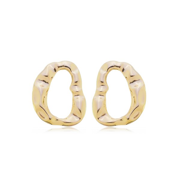 Brinco Orgânico Vazado Banho Ouro 18k