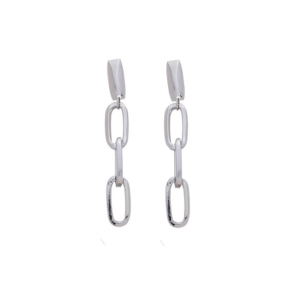 Brinco Elos Cartier Banho Ródio Branco